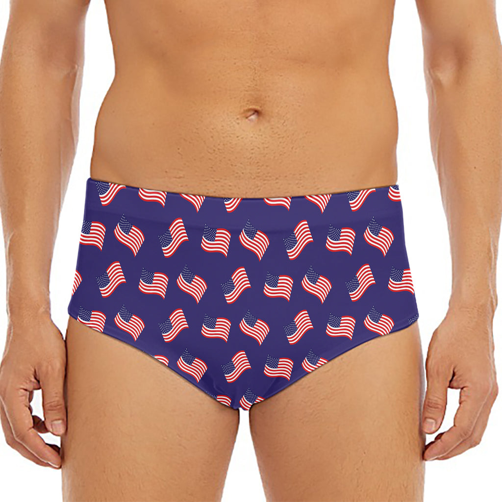 4th of July American Flag Pattern Print Men's Triangle Swim Briefs