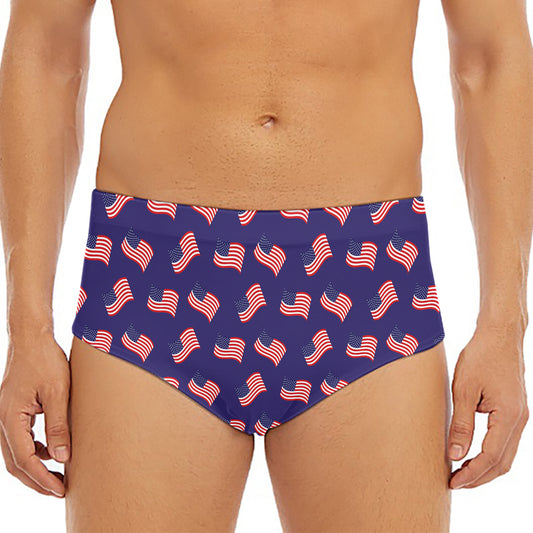 4th of July American Flag Pattern Print Men's Triangle Swim Briefs