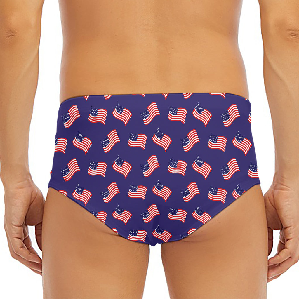 4th of July American Flag Pattern Print Men's Triangle Swim Briefs