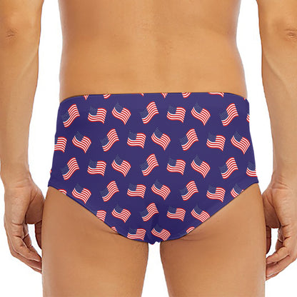 4th of July American Flag Pattern Print Men's Triangle Swim Briefs