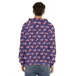 4th of July American Flag Pattern Print Men's Velvet Pullover Hoodie