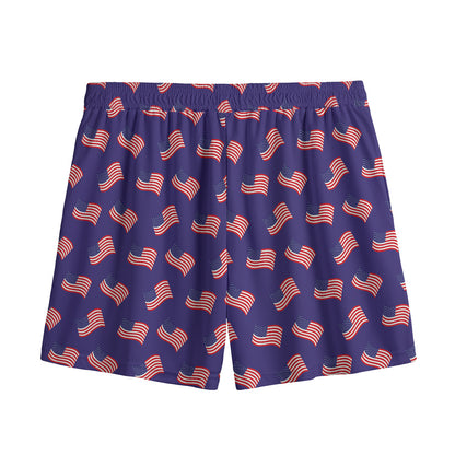 4th of July American Flag Pattern Print Mesh Shorts