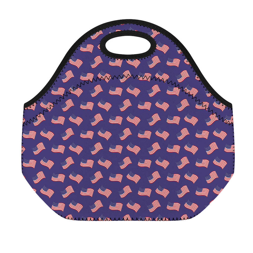 4th of July American Flag Pattern Print Neoprene Lunch Bag