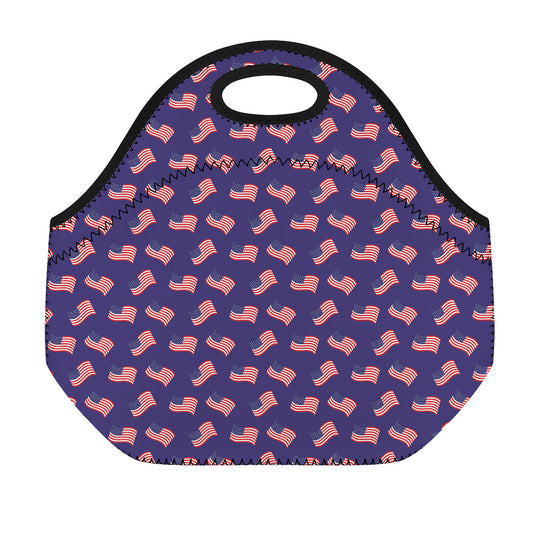 4th of July American Flag Pattern Print Neoprene Lunch Bag