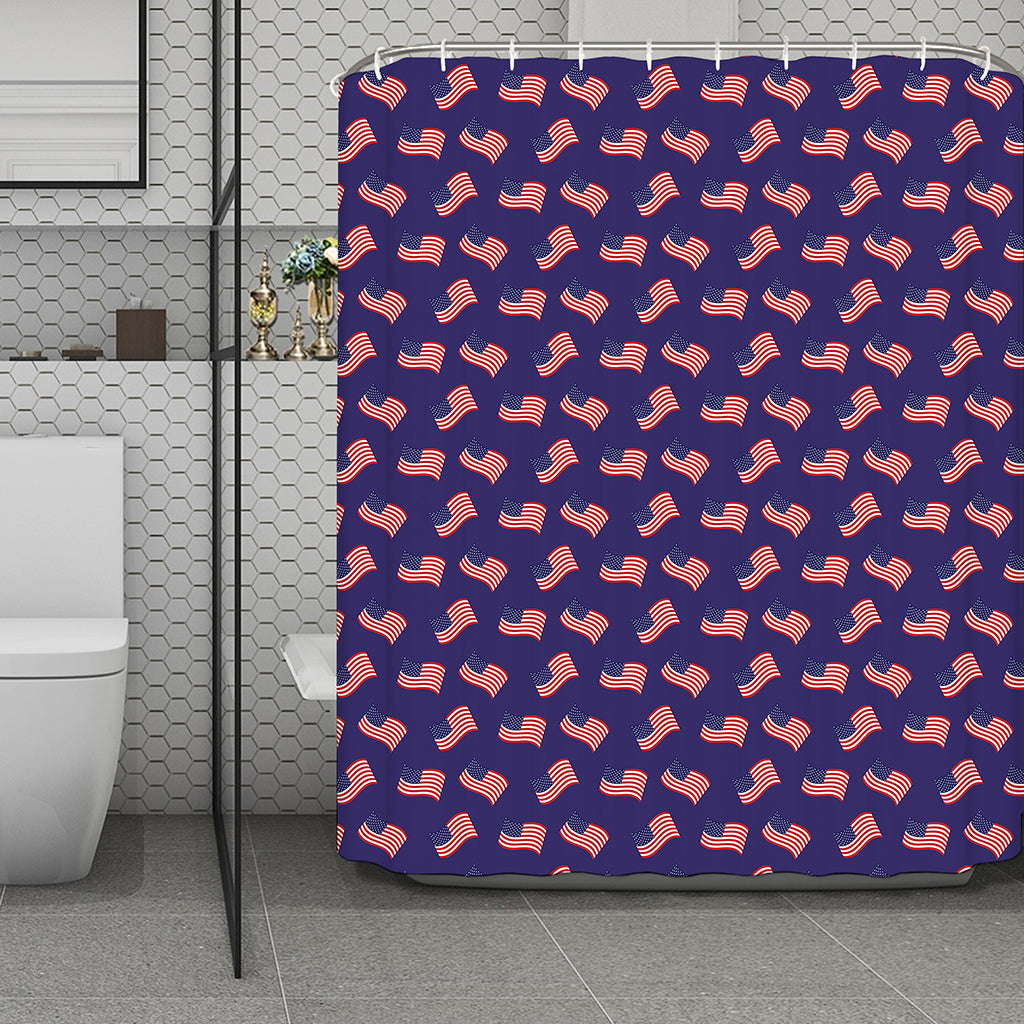 4th of July American Flag Pattern Print Polyester Shower Curtain