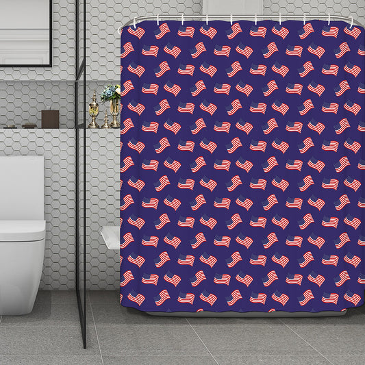 4th of July American Flag Pattern Print Polyester Shower Curtain