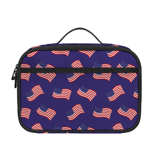 4th of July American Flag Pattern Print Portable Lunch Bag