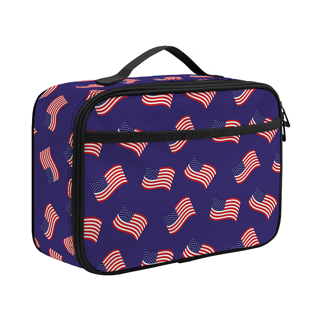 4th of July American Flag Pattern Print Portable Lunch Bag