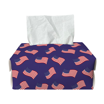 4th of July American Flag Pattern Print Rectangle Tissue Box Cover