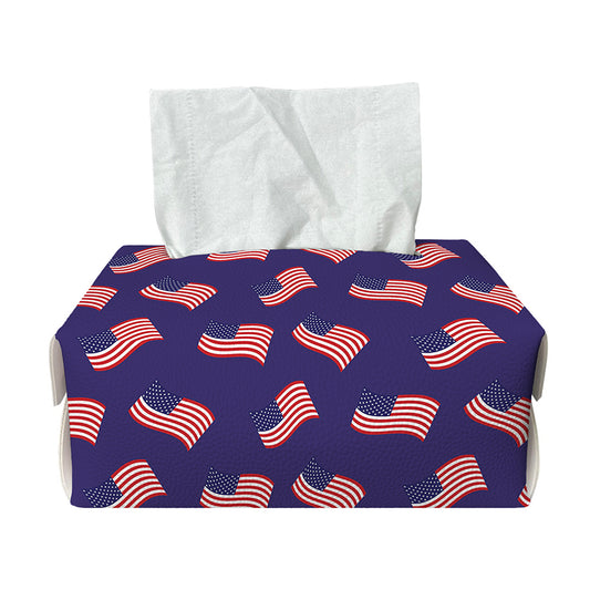 4th of July American Flag Pattern Print Rectangle Tissue Box Cover