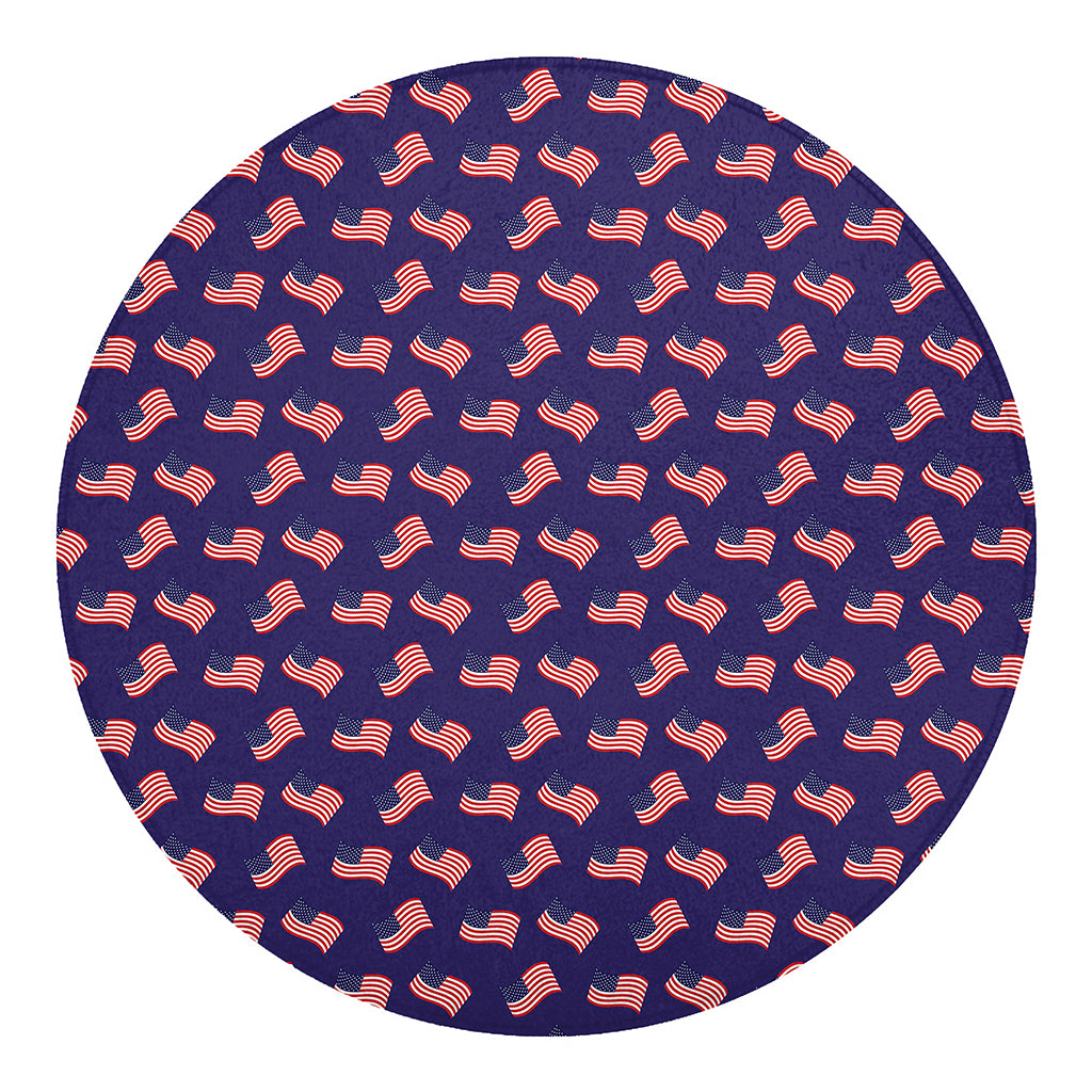 4th of July American Flag Pattern Print Round Blanket