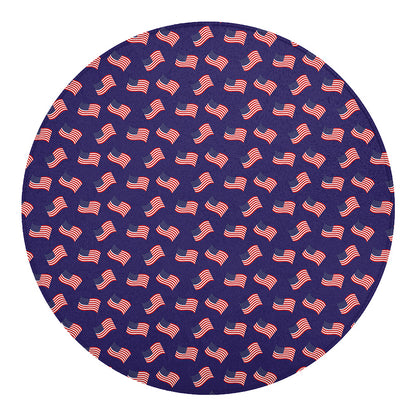 4th of July American Flag Pattern Print Round Blanket