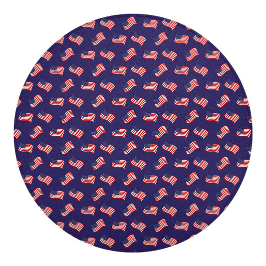 4th of July American Flag Pattern Print Round Blanket