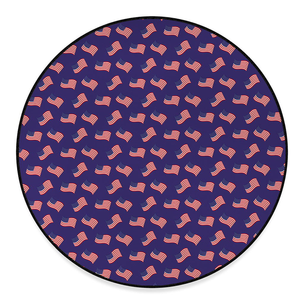 4th of July American Flag Pattern Print Round Floor Mat