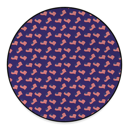 4th of July American Flag Pattern Print Round Floor Mat