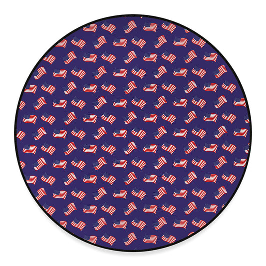 4th of July American Flag Pattern Print Round Floor Mat