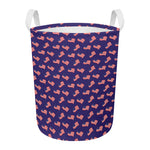 4th of July American Flag Pattern Print Round Laundry Basket