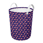 4th of July American Flag Pattern Print Round Laundry Basket