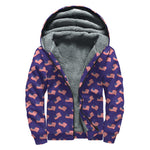 4th of July American Flag Pattern Print Sherpa Lined Zip Up Hoodie