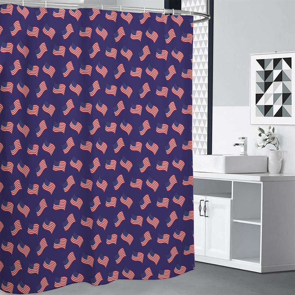 4th of July American Flag Pattern Print Shower Curtain