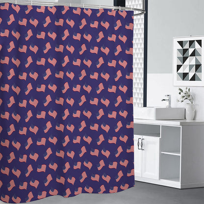 4th of July American Flag Pattern Print Shower Curtain