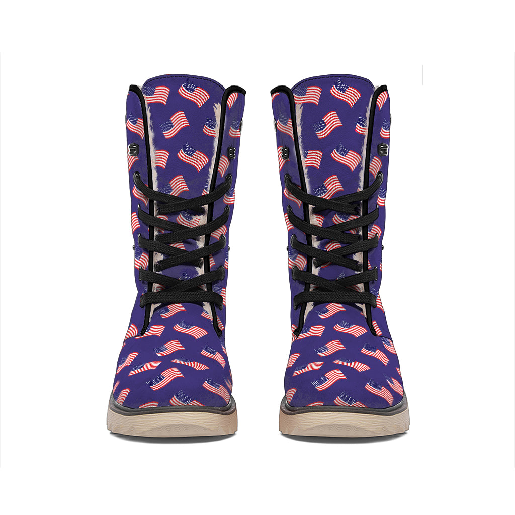 4th of July American Flag Pattern Print Winter Boots