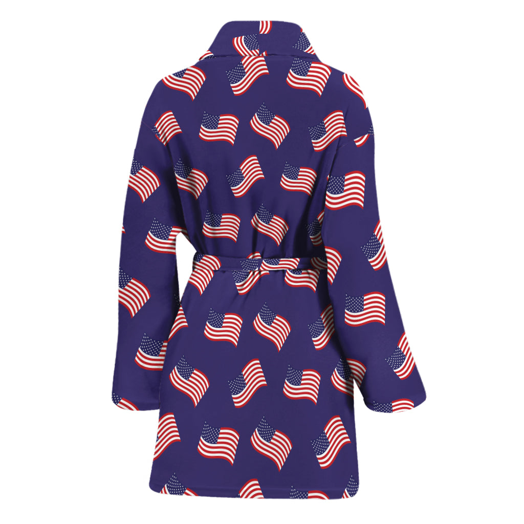 4th of July American Flag Pattern Print Women's Bathrobe