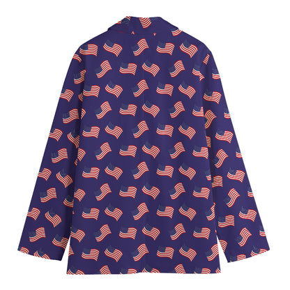 4th of July American Flag Pattern Print Women's Blazer