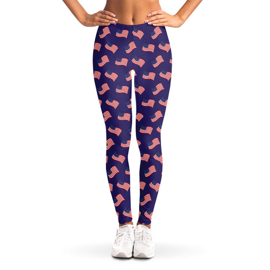 4th of July American Flag Pattern Print Women's Leggings
