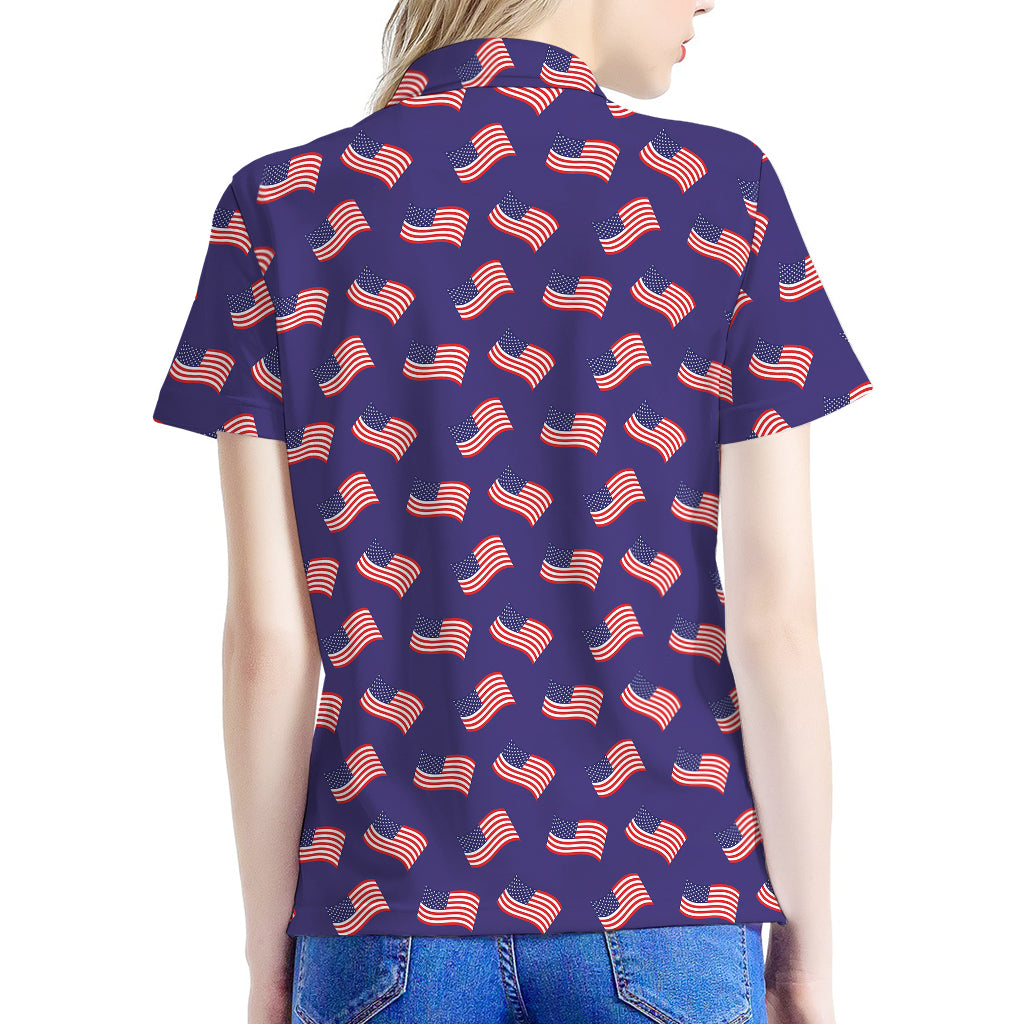 4th of July American Flag Pattern Print Women's Polo Shirt