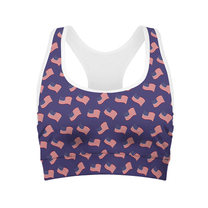 4th of July American Flag Pattern Print Women's Sports Bra