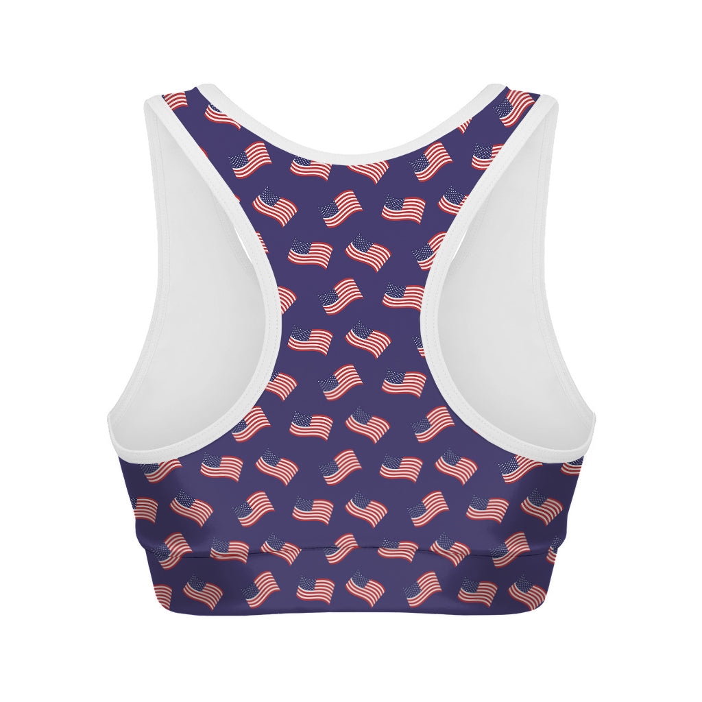 4th of July American Flag Pattern Print Women's Sports Bra