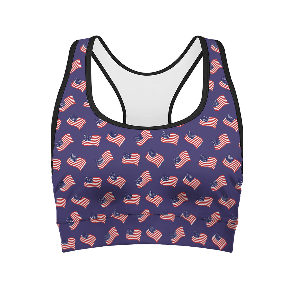 4th of July American Flag Pattern Print Women's Sports Bra