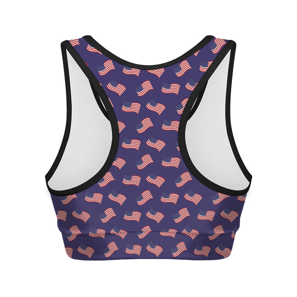 4th of July American Flag Pattern Print Women's Sports Bra