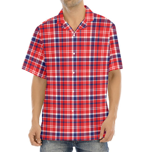4th of July American Plaid Print Aloha Shirt