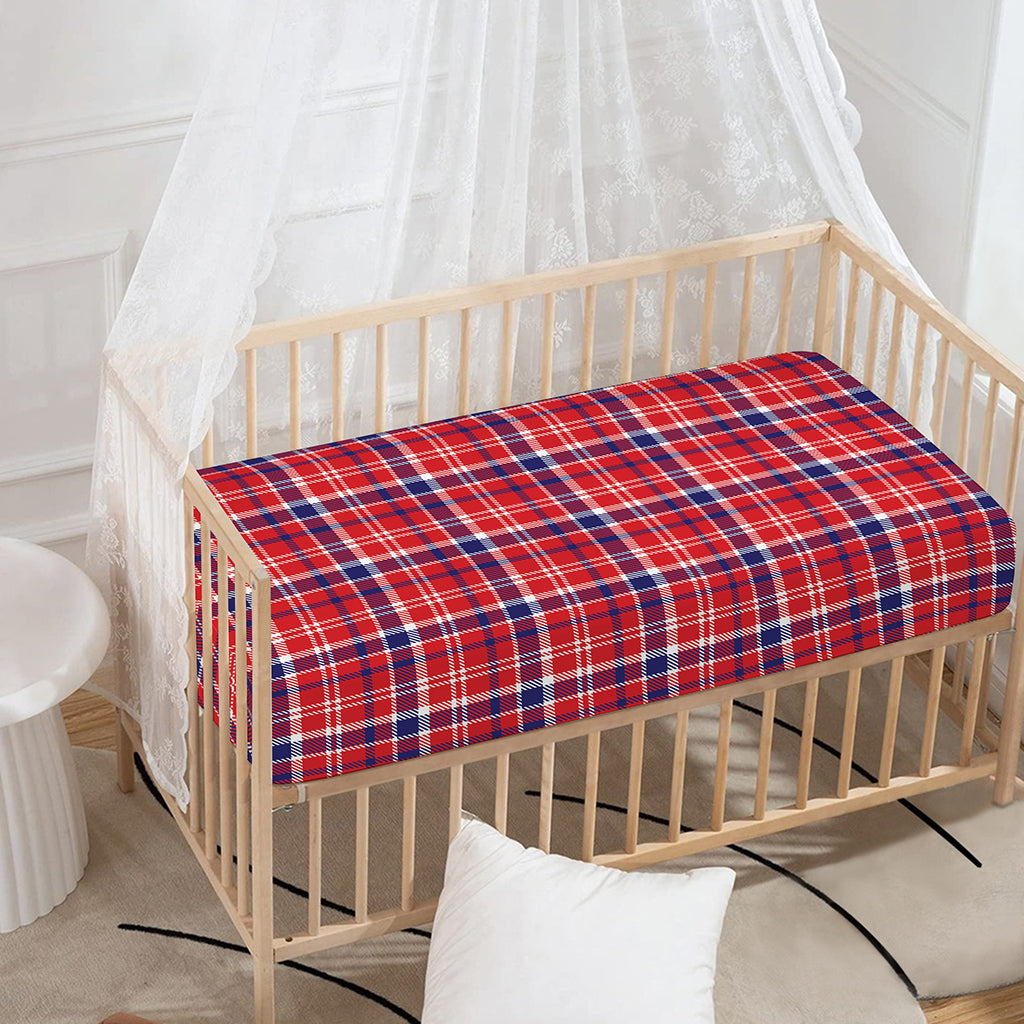 4th of July American Plaid Print Baby Crib Sheet