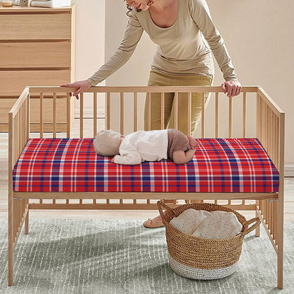 4th of July American Plaid Print Baby Crib Sheet