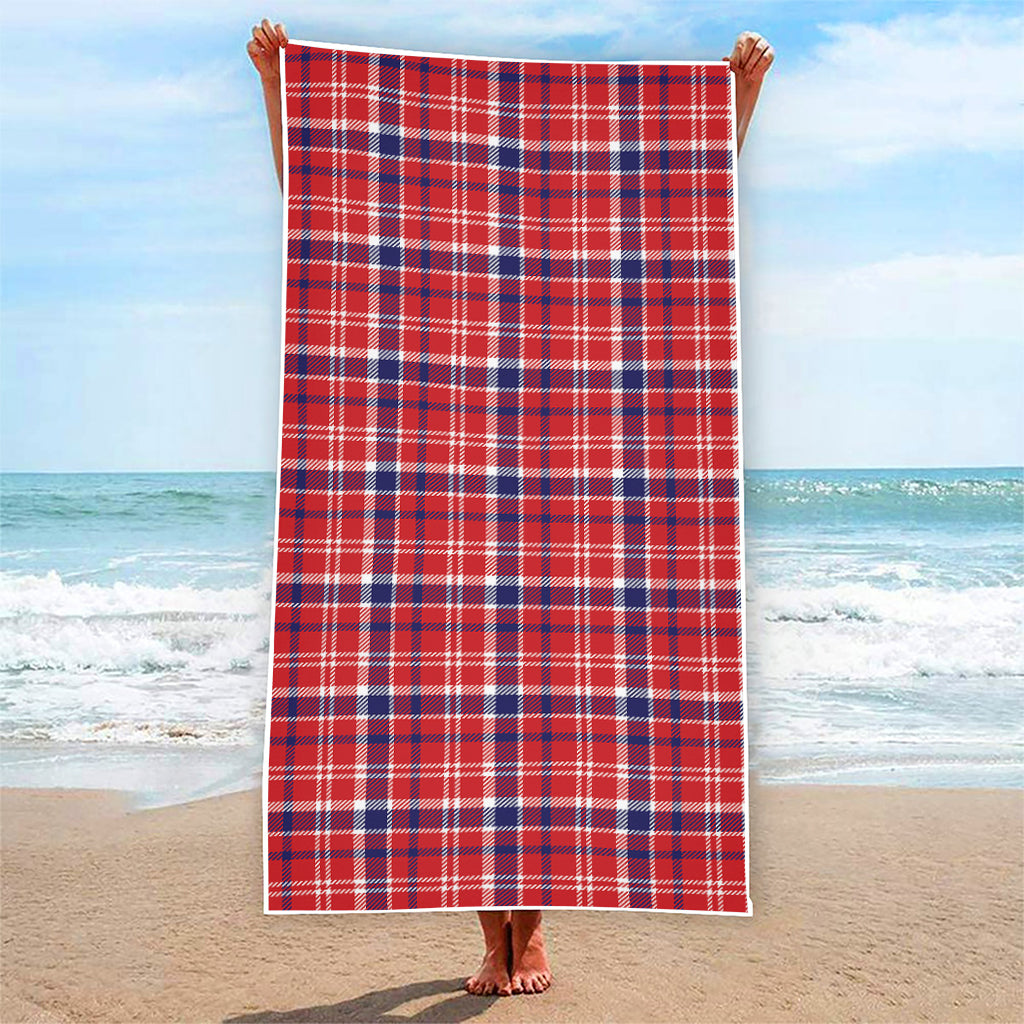 4th of July American Plaid Print Beach Towel