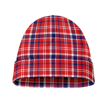 4th of July American Plaid Print Beanie