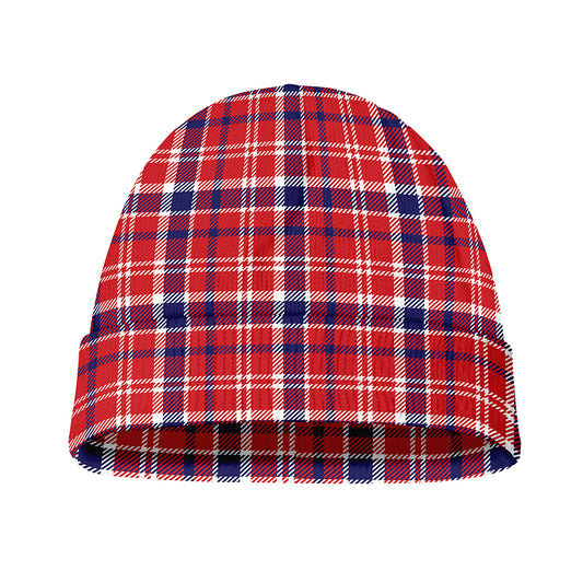 4th of July American Plaid Print Beanie