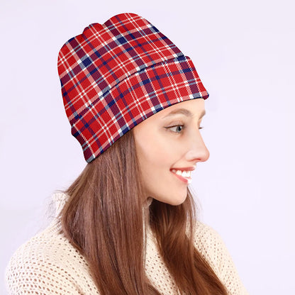 4th of July American Plaid Print Beanie