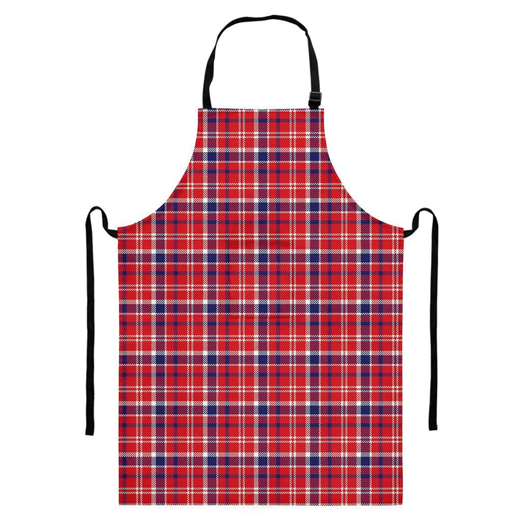 4th of July American Plaid Print Bib Apron With Pocket