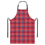 4th of July American Plaid Print Bib Apron With Pocket