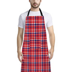 4th of July American Plaid Print Bib Apron With Pocket