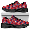 4th of July American Plaid Print Black Chunky Shoes
