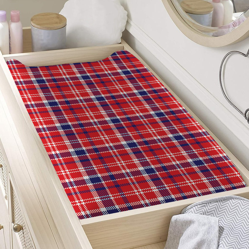 4th of July American Plaid Print Changing Pad Cover