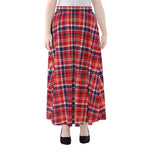 4th of July American Plaid Print Chiffon Maxi Skirt