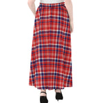 4th of July American Plaid Print Chiffon Maxi Skirt