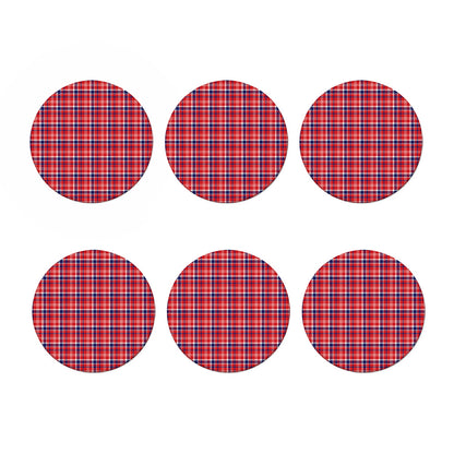 4th of July American Plaid Print Coaster Set