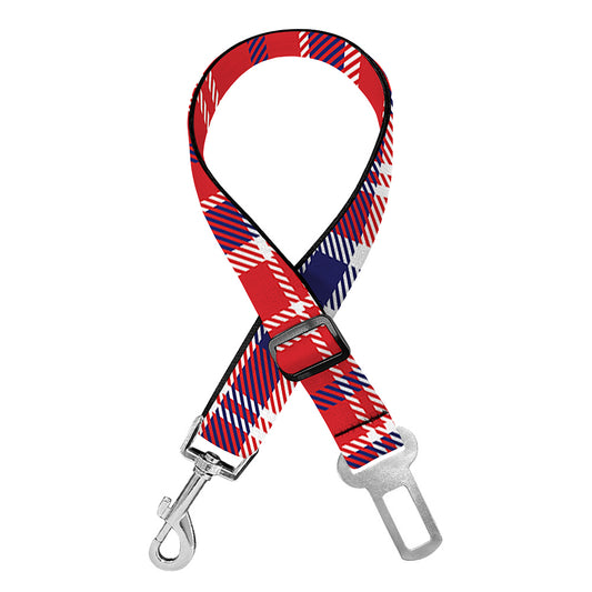 4th of July American Plaid Print Dog Seat Belt